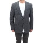Twenhil Fistan Store Erkek Desenli Klasik Kesim Normal Kalıp Çift Düğme Blazer Ceket - 54 - Füme