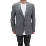 Twenhil Fistan Store Erkek Desenli Klasik Kesim Normal Kalıp Çift Düğme Blazer Ceket - 60 - Gri