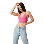 Twenty3 Kadın Super Crop Sırt Detaylı Triko Büstiyer Bluz (Fuşya, S/M)