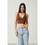 Twenty3 Kadın Super Crop Sırt Detaylı Triko Büstiyer Bluz (Kahverengi, L/XL)