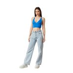 Twenty3 Kadın Super Crop Sırt Detaylı Triko Büstiyer Bluz (Saks, L/XL)