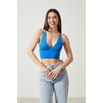 Twenty3 Kadın Super Crop Sırt Detaylı Triko Büstiyer Bluz - Saks - S - M