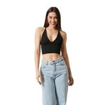 Twenty3 Kadın Super Crop Sırt Detaylı Triko Büstiyer Bluz (Siyah, S/M)
