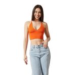 Twenty3 Kadın Super Crop Sırt Detaylı Triko Büstiyer Bluz (Turuncu, L/XL)