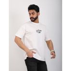twentyfive25 Erkek Bisiklet Yaka Baskılı Oversize Tişört - XL - Beyaz