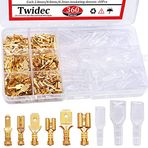 Twidec /360 Adet 2,8/4,8/6,3 mm Hızlı Ekleme Erkek ve Dişi Tel Kürek Konektörü Sıkma Terminal Bloğu Çeşitleri Kiti Altın Elektrik Kabloları Araba Ses Hoparlörü için Yalıtım Kılıflı N-002