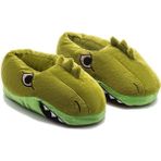 Twigy Dinos-1 Hayvan Desenli Çocuk Panduf Yeşil Tekstil Materyal Erkek Çocuk İçin Rahat Kullanım