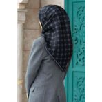 Twill İpek Eşarp SİYAH/GRİ 92X92