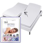Twillie Aegis® çift kişilik alez 2 x 80 x 200 cm, su geçirmez, eklemli yatak için yatak pedi, Öko-Tex® sertifikalı, hipoalerjenik, ev tozu akarlarına karşı koruma, %100 polyester pamuk
