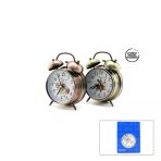 Twın Bell Alarm Clock Yuvarlak Masa Çalar Saat Metal Kasa Eskitme Desenli Pilli - Işıklı Çap: 10Cm Bgc-52 Herhangi Bir Renk Gönderilir (5224)