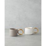 Twin Goldy Seramik 2'li Kupa 184 ml Vizon-Beyaz-Gold
