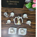 Twinkle Luxury Platin Bone Porselen Kahve Fincan Takımı 08PLT01 - Beyaz - Gümüş - 90 ml