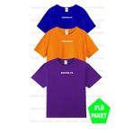 twins tailors Brooklyn Baskılı 3'lü Paket Unisex Saks Mavisi-Turuncu-Mor Çocuk Tişört/T-Shirt
