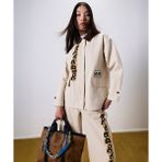 Twist Kadın GÖRSEL BASKILI Oversize Trençkot Natürel Renk Gömlek Yaka ile Modern Stil TS1260011011003 - 34