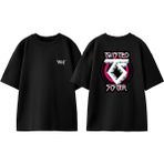 Twisted Sister Tasarım Sırt Baskılı Pamuk Siyah Oversize T-Shirt - XL