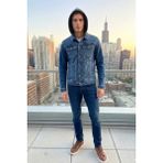 Twister Jack J09-06 Kapşonlu Extra Slim Fit Kot Ceket Light Blue Mavi