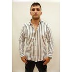 Twister Jeans Eg 1866 Uzun Kol Çizgili Erkek Gömlek Beyaz - 001-Beyaz