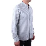 Twister Jeans Twister 1905 Yeşil Çizgili Uzun Kol Günlük Pamuk Karışımlı Keten Erkek Gömlek - XL