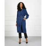 Twister Trench J70-01 Dark Blue Belden Kuşaklı Kadın Denim Trençkot Mavi