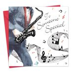 Twizler Happy Birthday kart birisine için özel Gümüş folyo ile ve benzersiz sulu boya etkisi – müzik ve Saksafon, doğum günü için – someone özel doğum günü kartı – Stecker doğum günü kartı