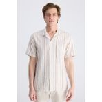 Twn Relaxed Fit Bej Armürlü %100 Pamuklu Gömlek 4EC02F1023132