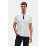 TWN Slim Fit Beyaz Pike Dokulu Yarım Fermuarlı Polo Yaka T-Shirt 4EC14ORTFRPLO - XL