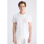 Twn Slim Fit Ekru Petek Örgü %100 Pamuklu T-Shirt 4EC1438311202 - XL