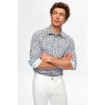 Twn Slim Fit Lacivert Baskılı %100 Pamuklu Gömlek 2EC0221062590 - XS