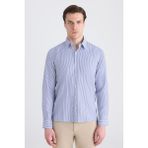 Twn Slim Fit Saks Mavi Çizgili Gömlek 5EF02HD04282M