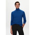 Twn Slim Fit Saks Mavi Rib Örgü Kazak 5EC0606317641 - 2XL