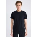 Twn Slim Fit Siyah Düz %100 Pamuklu T-shirt 4ec1447011072 001