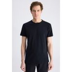 Twn Slim Fit Siyah Düz %100 Pamuklu T-Shirt 4EC1447011072
