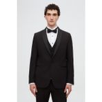 Twn Slim Fit Siyah Düz Damatlık & Smokin Yelekli Takim Elbise 4ESY54701527M - 48 - 6 Drop