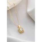 Two Arts Jewelry Kadın 925 Ayar Gümüş Baget Kesim Zirkon Taşlı Kolye | Hediye Kutusunda Altın 45 Cm