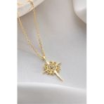 Two Arts Jewelry Kadın 925 Ayar Gümüş Kutup Yıldızı Zirkon Taşlı Kolye | Hediye Kutusunda Altın 45 Cm