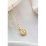 Two Arts Jewelry Kadın 925 Ayar Gümüş Oval Baget Zirkon Taşlı Kolye | Hediye Kutusunda Altın 45 Cm