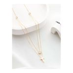 Two Arts Jewelry Kadın 925 Ayar Gümüş Üç Taşlı Haç Kolye | Hediye Kutusunda Altın 45 Cm