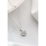 Two Arts Jewelry Kadın 925 Ayar Gümüş Yuvarlak Güneş Işığı Zirkon Kolye | Hediye Kutusunda Gümüş 45 Cm