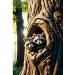 Two Baby Raccoons in Their Cozy Nest Journal: a GRAPH notebook for self-expression