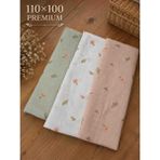 Two Child Çok Amaçlı 3'lü El Emeği Müslin Set %100 Pamuk Yenidoğan Bebek Battaniyesi 100×110 Premium - Pembe - Yeşil