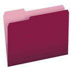 Two-Tone file dosya, 1/3 Cut Top Tab, Letter, Burgundy/Light Burgundy, 100/box