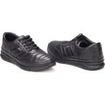 TwoEgoist Erkek Hakiki Deri Kauçuk Taban Anatomik Günlük Spor Ayakkabı - Sneaker - Siyah