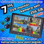 Twogo 2 ADET AHD 720P NESNE TANIMALI SESLİ İKAZLI KAMERA 7 İNÇ DVR MONİTÖR SET 12 VOLT