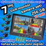 Twogo 4 ADET AHD 720P NESNE TANIMALI SESLİ İKAZLI KAMERA 7 İNÇ DVR MONİTÖR SET 12 VOLT
