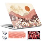 TWOLSKOO M3 M2 MacBook Air 15 inç Kılıf 2024 2023 A3114 A2941 Dokunmatik Kimlik ile, MacBook Air 15,3 inç, Dağlar ve Papatyalar için Ekran Koruyucu ve Klavye Kapaklı Plastik Sert Kabuk Kapak