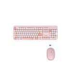 TWOTECH Renkli Tuşlu Kablosuz Pembe Q Türkçe Klavye+Mouse Seti