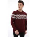 Twovol Baklava Desenli Bordo Kazak - XL