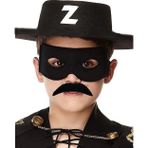 Twox Çocuk Siyah Renk Zorro Şapkası Zorro Maskesi ve Zorro Bıyık Çocuk Boy
