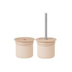 TWOX Eğitici Çocuk Oyuncak Pipetli Silikon Bardak Seti Bubble Beige / Powder Grey