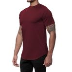 TX Apparel Erkek fitness tişörtü, uzatılmış kenar çizgisi, egzersiz için dar oturan spor tişörtü, Kahverengi, XL